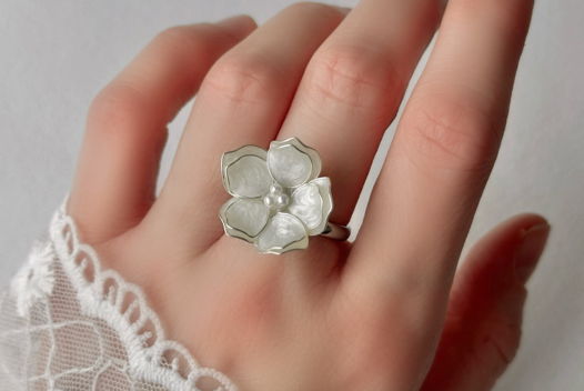 Кольцо FLOWERS ручной работы с россыпью жемчуга Майорка (цвета на выбор)