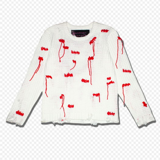 Белый кастомизированный свитер «Bleeding»