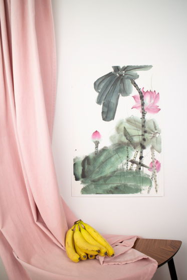 "Розовый лотос", картина в традиционном китайском стиле се-и (46* 69 см)