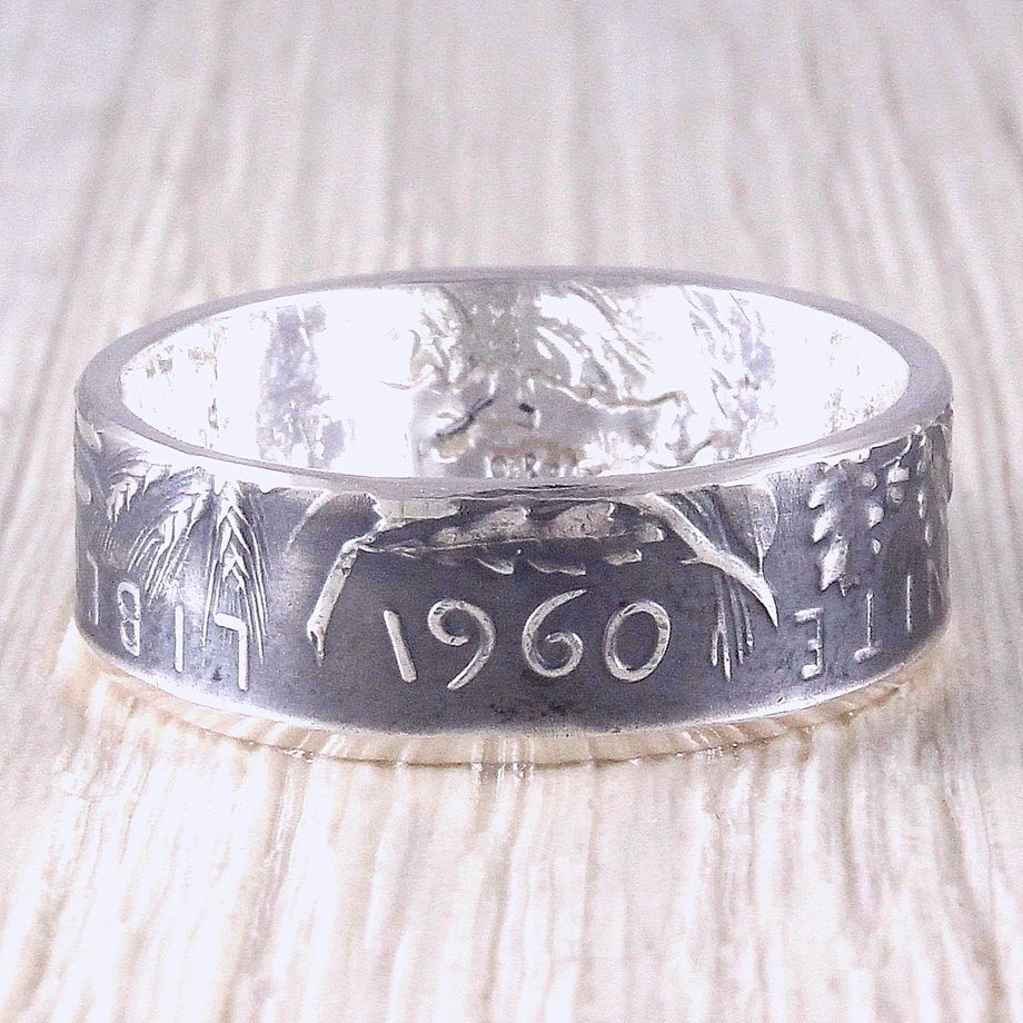 Серебряное кольцо из монеты (Франция) 5 франков 1959-69
