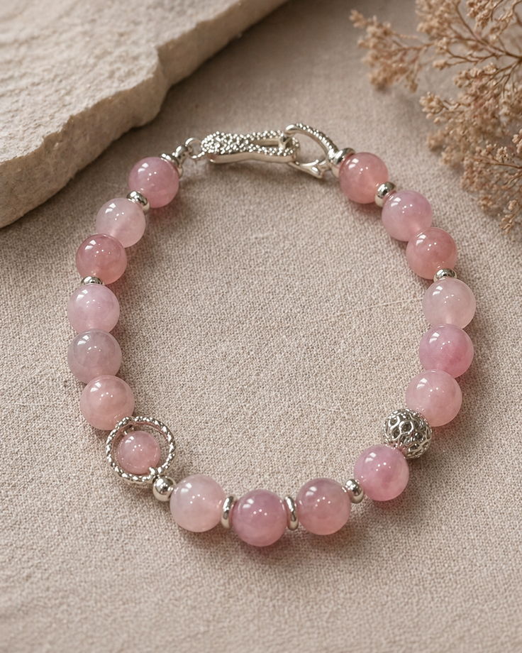 Браслет из розового мадагаскарского кварца