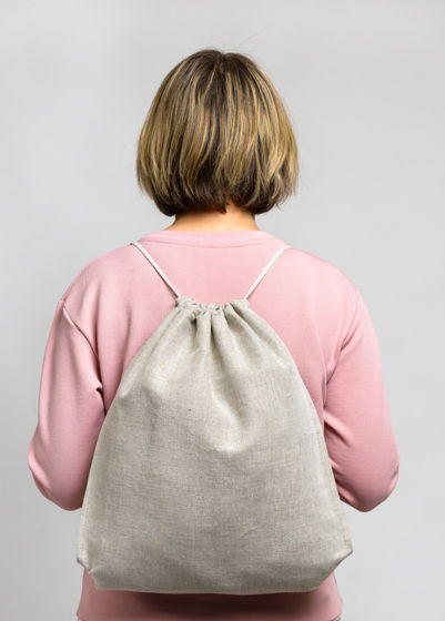 Рюкзак-мешок из серого льна