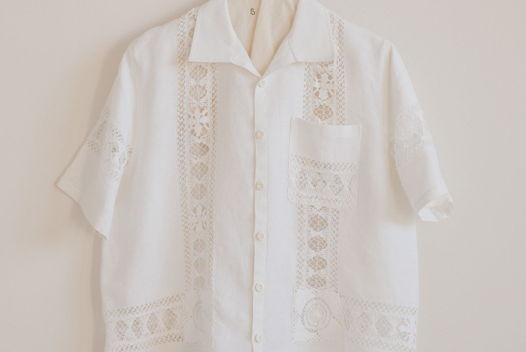 Рубашка с Кружевными Цветами 2/White Flowers Short Sleeve Shirt 2