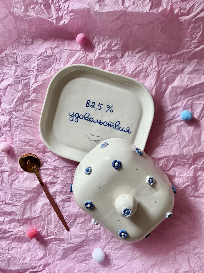 Масленка «Голубые цветочки»