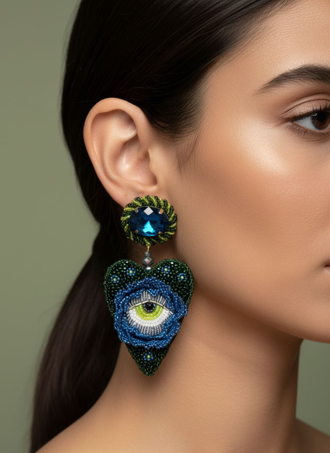 Серьги из бисера Глаза в цветах
