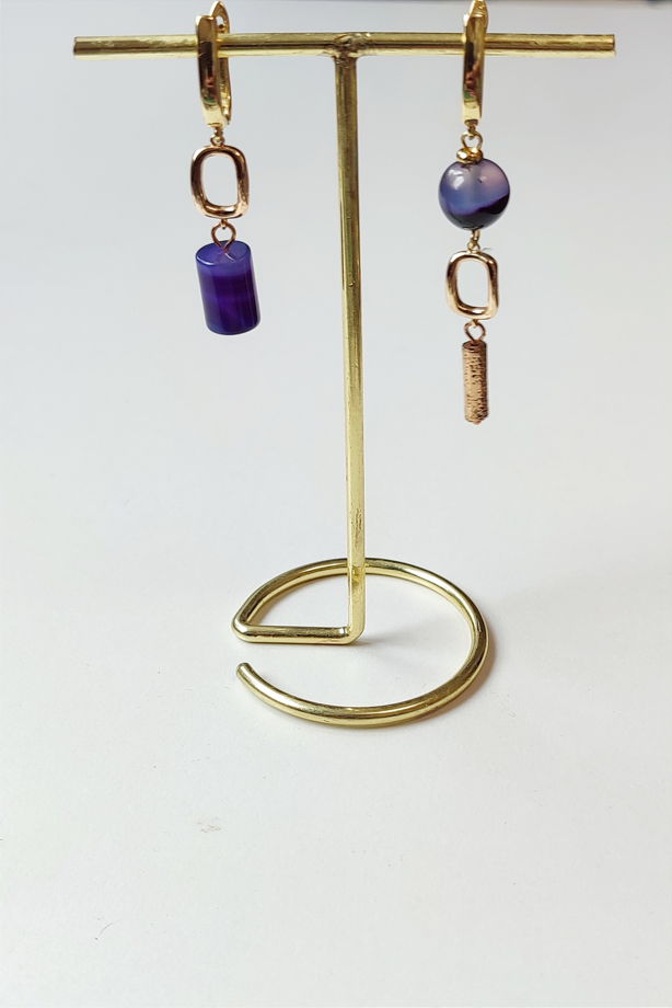 Серьги асимметричные с агатом