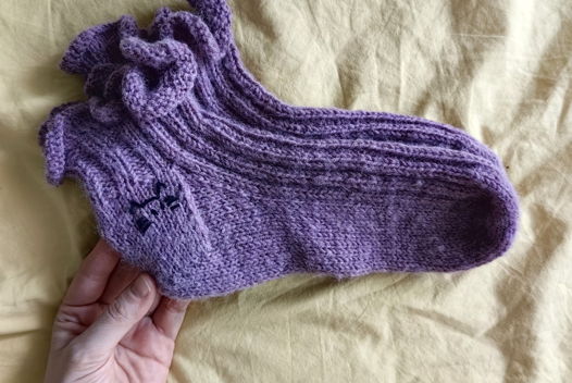 Носки 36-37 р-р ручной работы с альпакой и вышивкой кот KOTI.SOCKS