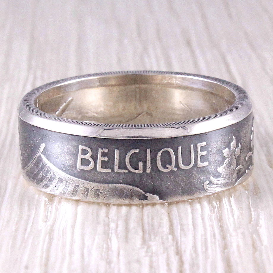 Серебряное кольцо из монеты (Бельгия) Меркурий