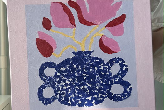 Пухлая ваза с пионами, 40х40 см