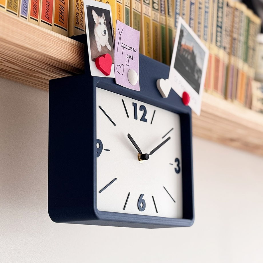 Подвесные часы на полку с магнитами, тёмно-синие