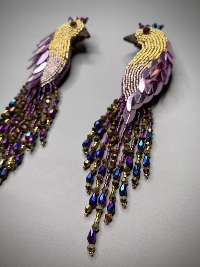 Серьги из бисера Жар - Птицы