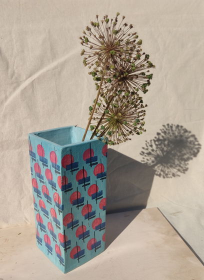Керамическая голубая ваза. 26 см