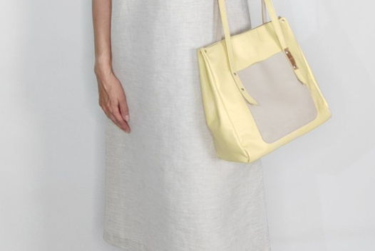 СУМКА "ТОУТ" КОЖАНАЯ ЦВЕТА ЖЁЛТАЯ ПАСТЕЛЬ