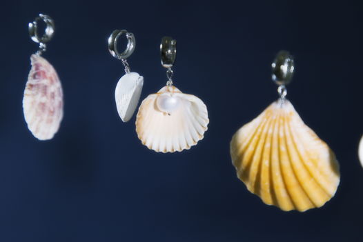 Серьги-трансформеры из ракушек и жемчуга "Simple shell"