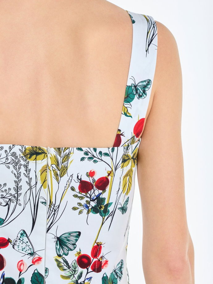 Платье-бюстье с чашками миди из хлопка с цветочным принтом