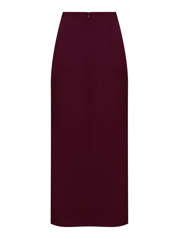 Юбка узкая макси с разрезом, бордовый