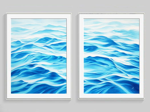 Диптих акварельной картины "Волны" (60 х 40 см)