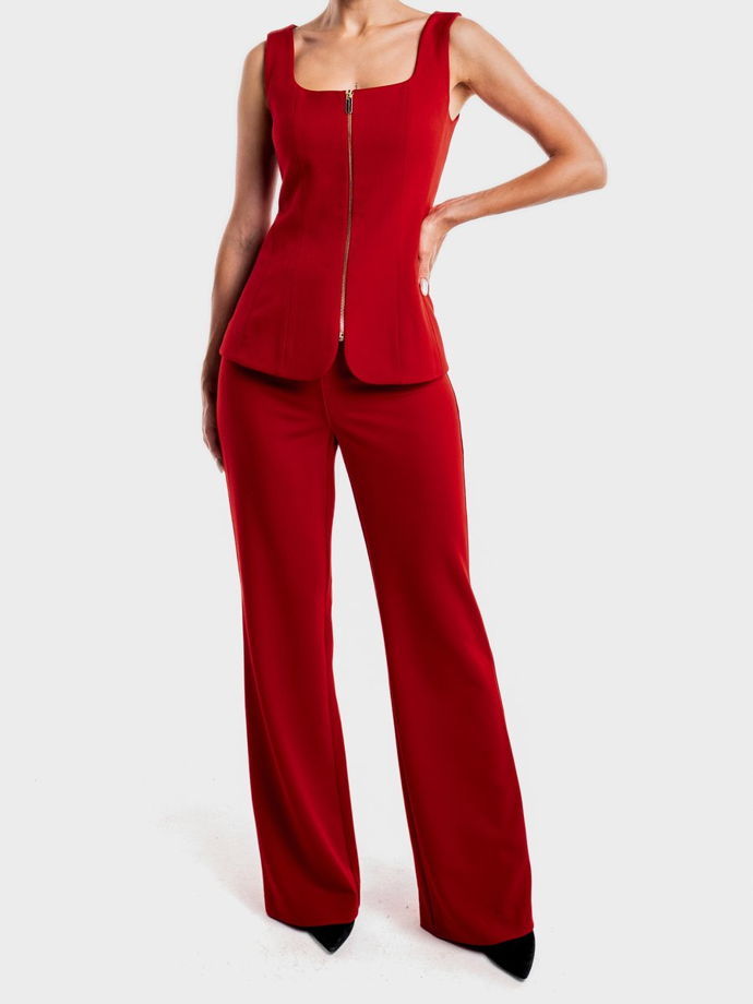 Жилет приталенный на молнии, красный