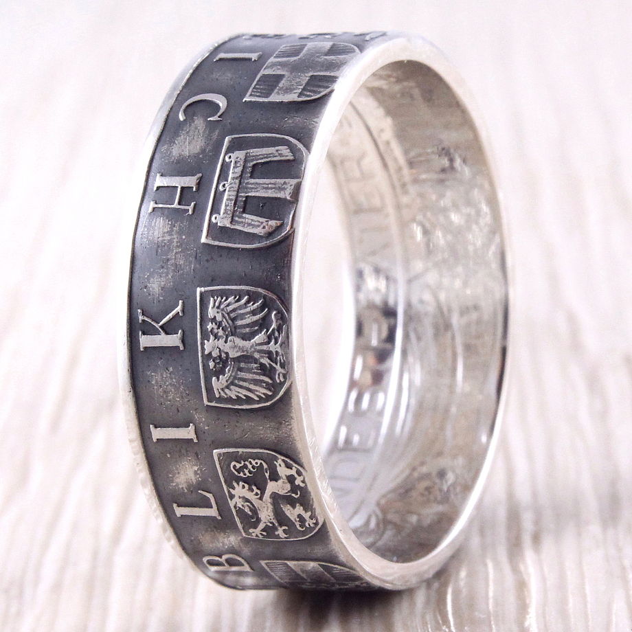 Серебряное кольцо из монеты (Австрия) Гербы
