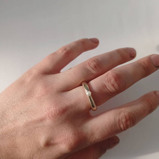 Латунное кольцо с жемчужиной