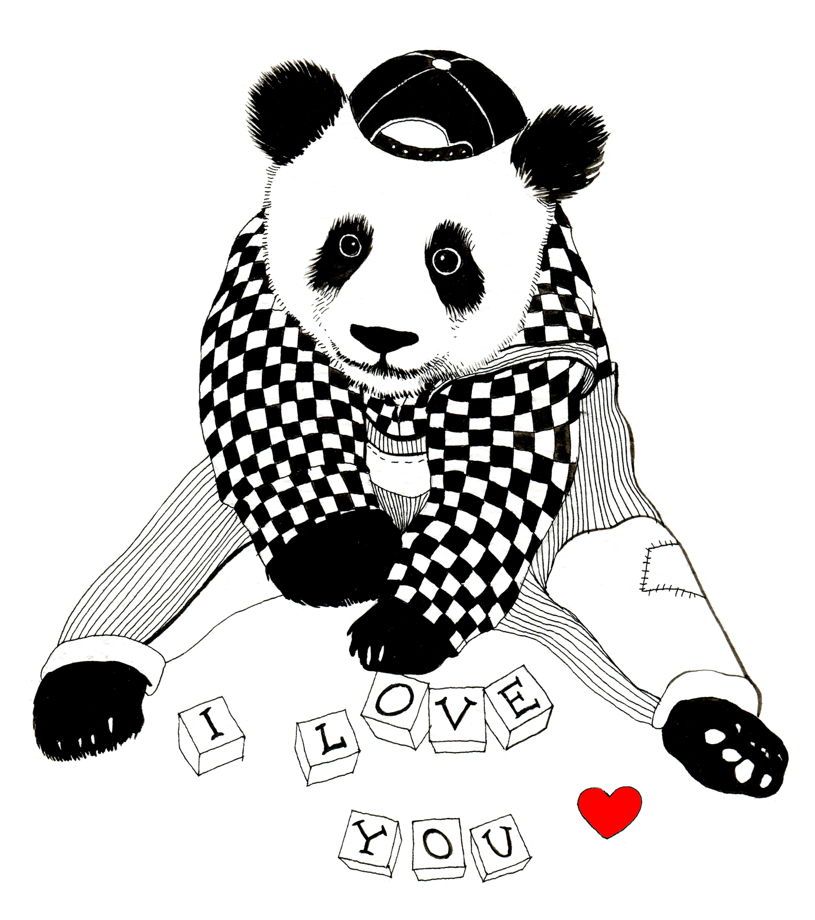 Panda, I love you, портрет малыша панды, принт