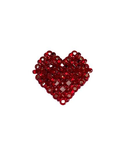 Кольцо из бисера "LOVE" красный + серебряная линия внутри