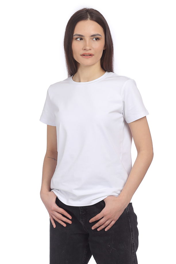 Хлопковая базовая белая женская футболка с контрастной вышивкой