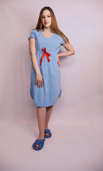 Платье сорочка из махровой трикотажной ткани Голубой