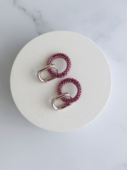 Серьги-конго с подвесками из японского бисера