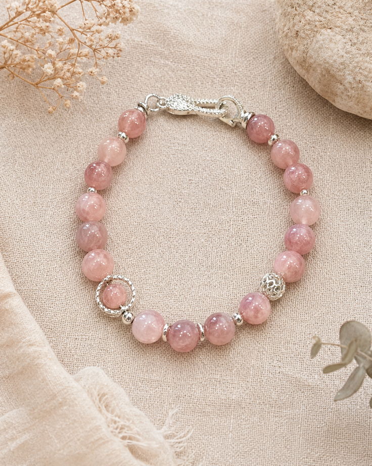 Браслет из розового мадагаскарского кварца