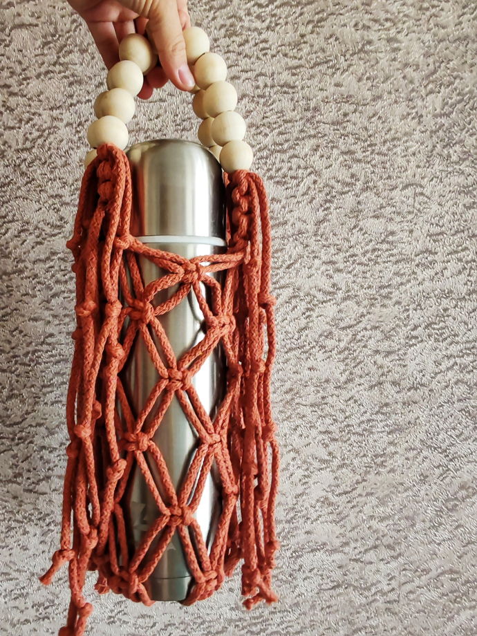 Авоська плетеная бохо для термоса/термокружки/бутылки