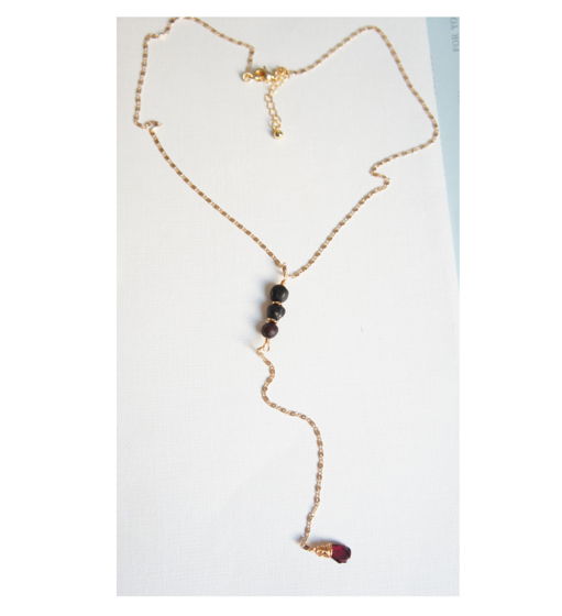 Цепочка сотуар натуральный янтарь гранат