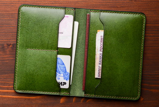 Портмоне для документов из натуральной кожи Summer Green