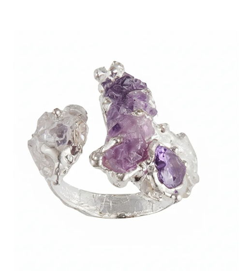 Кольцо Аурора, Аметист, кварц