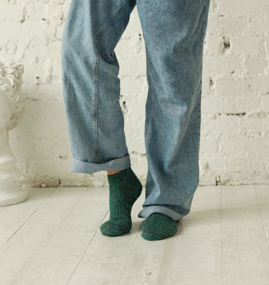 Короткие носки шерстяные зеленые