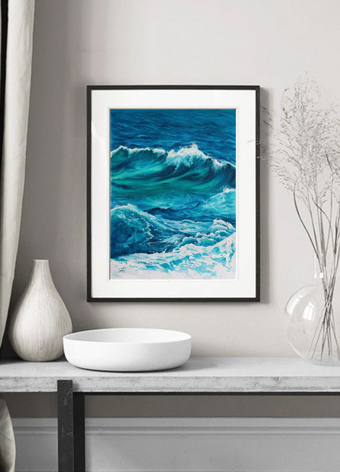 Акварельная картина "Волна" (28 х 38 см)