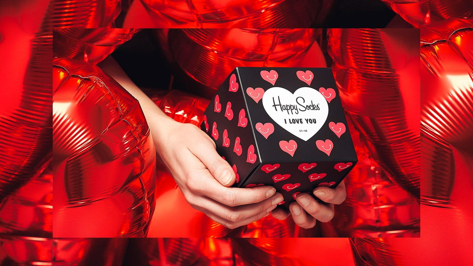 Носки в подарок на день святого Валентина Happy Socks Набор из 3-x пар носков - I Love You - Куб
