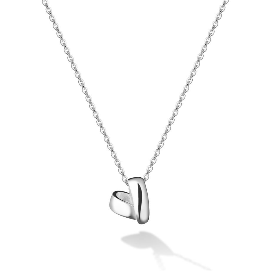Кулон серебряный в виде сердечка на цепочке (Nodo)
