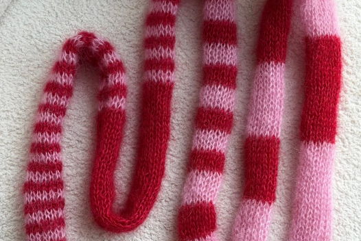 Скинни шарф из мохера. Полосатый тонкий шарф.