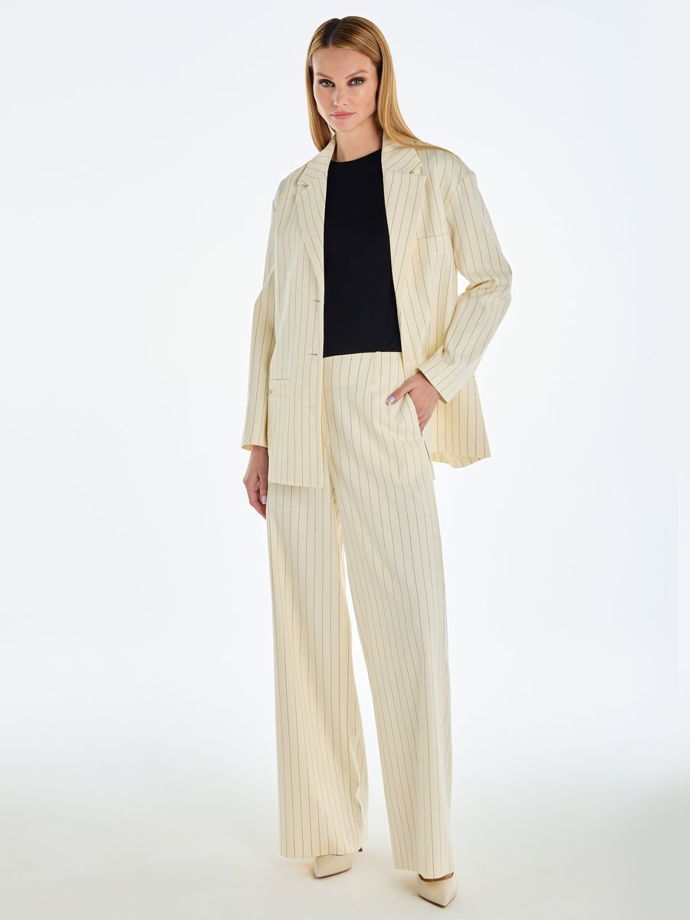 Летние широкие брюки из хлопка в полоску