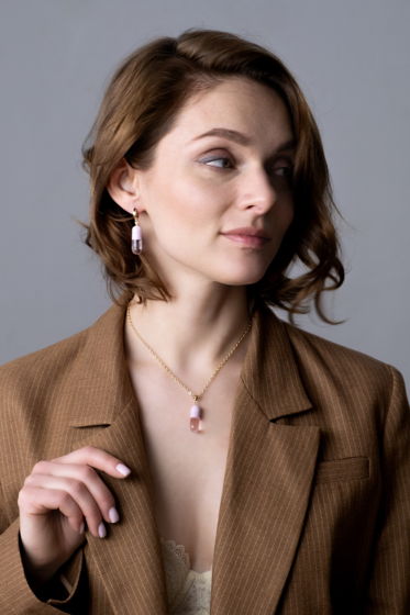 Серьги Алхимия из стекла розовые