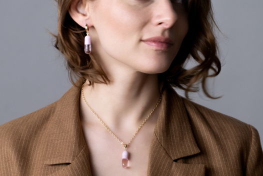 Серьги Алхимия из стекла розовые