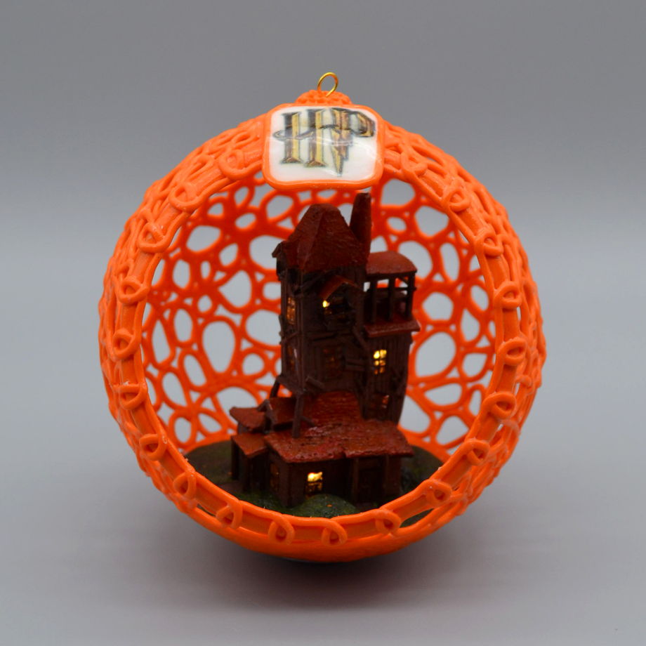 Ажурный шар с подсветкой, серия  "Гарри Поттер" -  "Дом Уизли" (10 см, оранжевый)