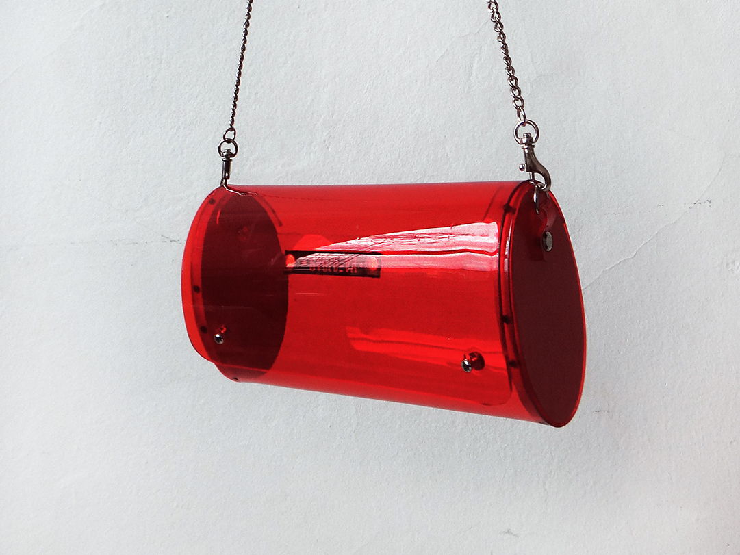 GVOZDEVA cylinder bag / red - Прозрачная красная сумка
