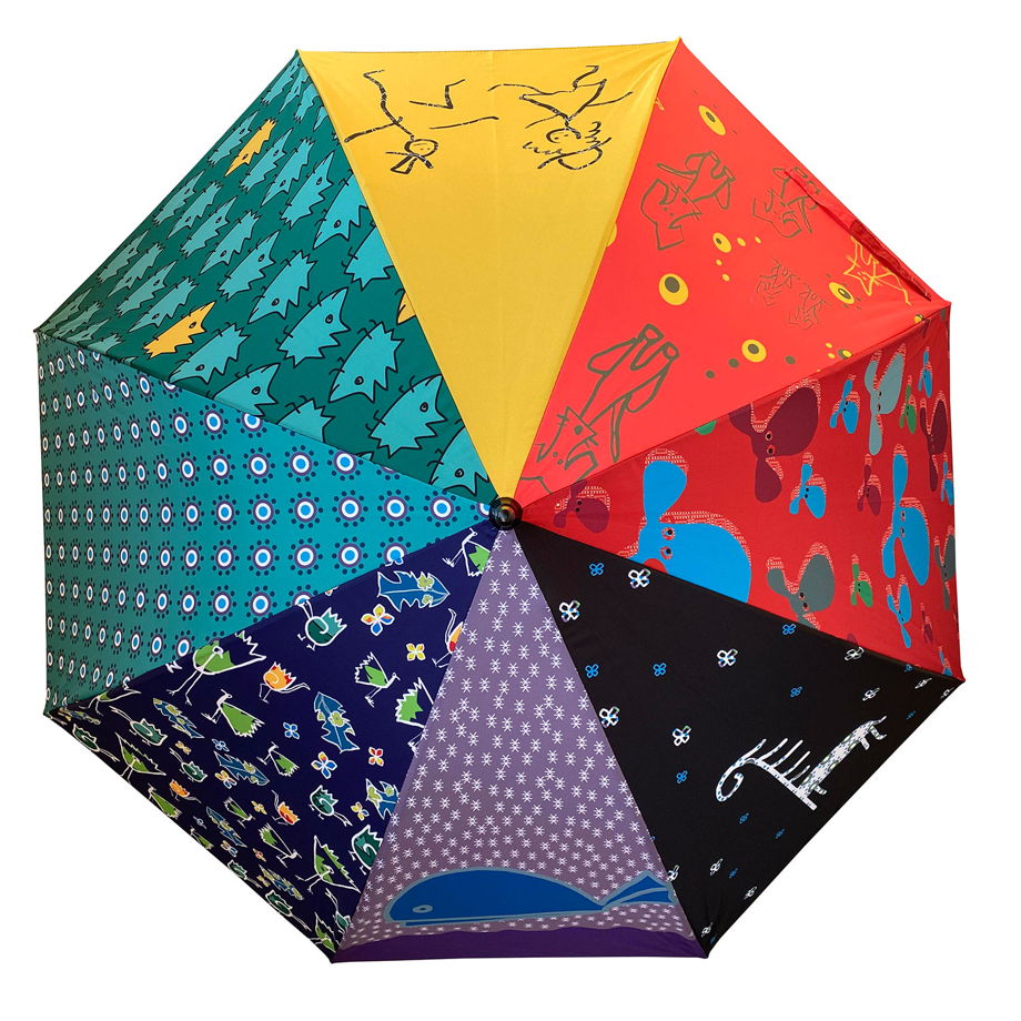 Зонт Мультиколлаж из 8 авторских картинок для яркого подарка и хорошего настроения