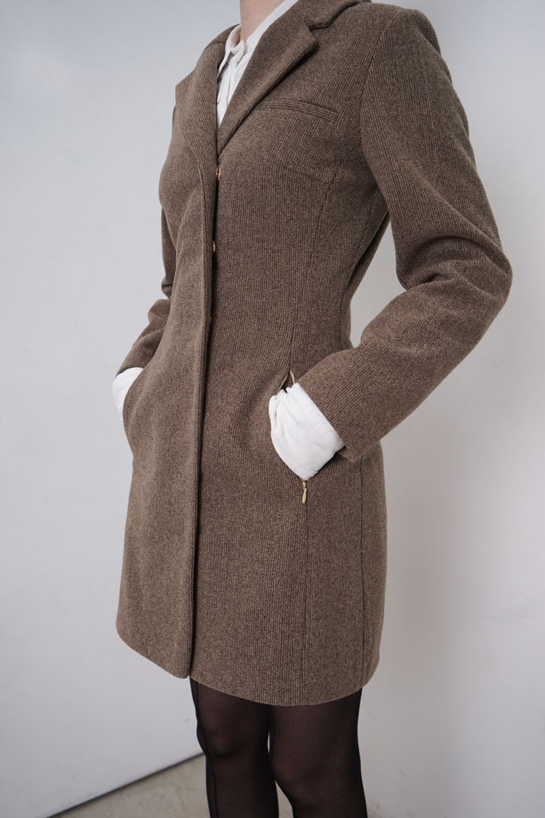 Платье пиджак коричневое XS-S (42-44)