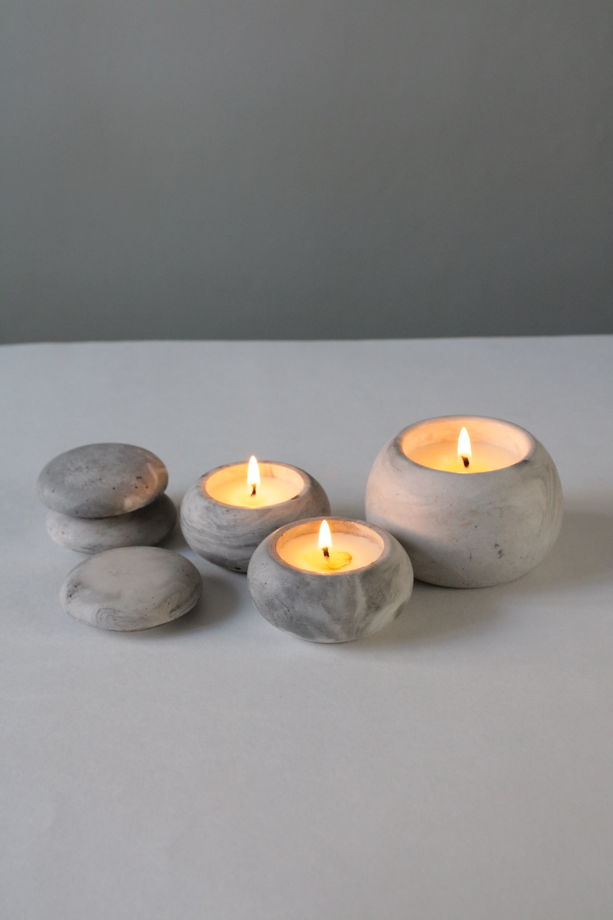 Набор свечей "Речные камни" с ароматом WHITE COTTON