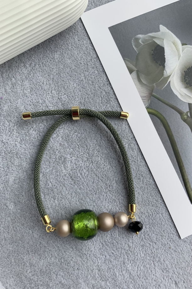 Браслет с жемчугом Майорка, муранским стеклом и чешским стеклом «Пряное лето»