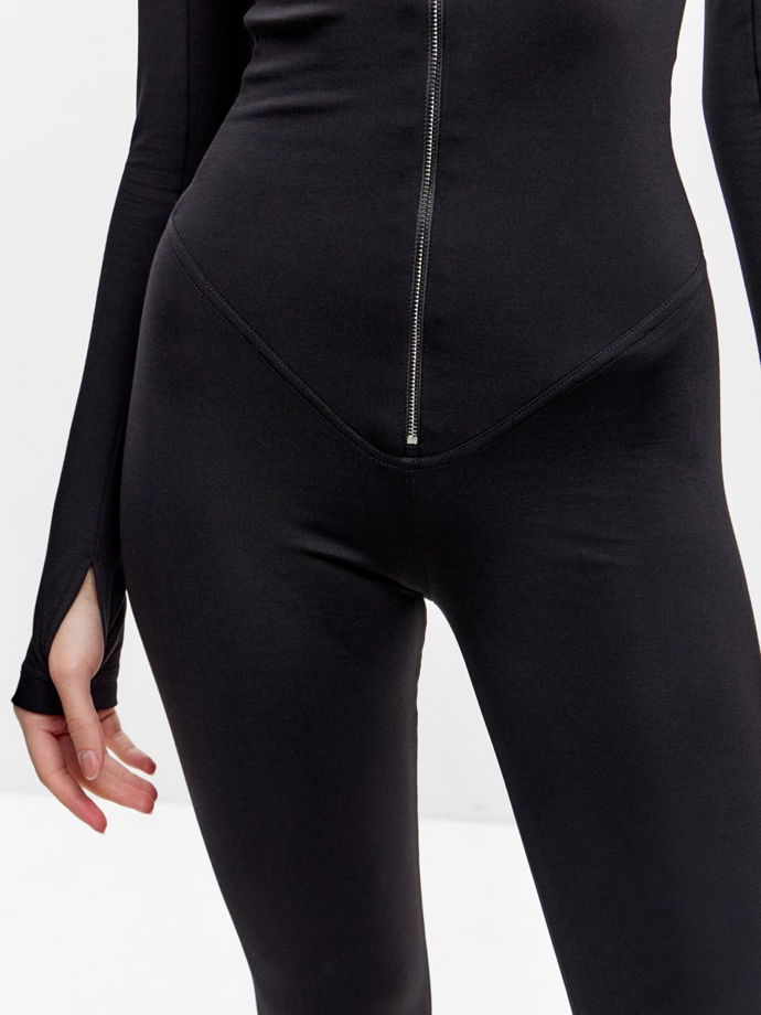 Комбинезон облегающий из вискозы, черный