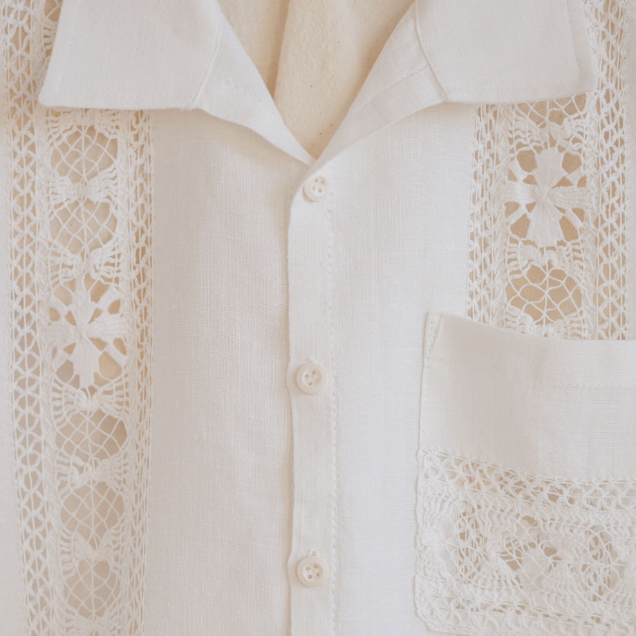 Рубашка с Кружевными Цветами 2/White Flowers Short Sleeve Shirt 2